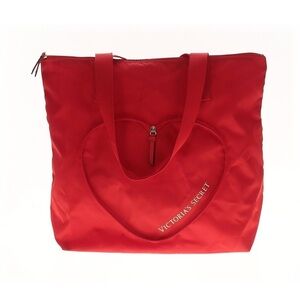 NWT VICTORIAS SECRET Valentine Red Heart Packable Tote Shoulder Bag
